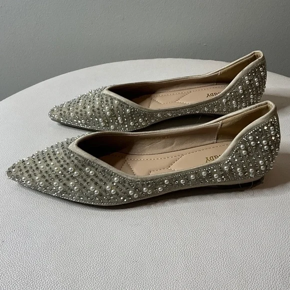 **Rhinestone Studded Ballet Pointed Flats** - Picture 4 of 6
